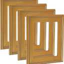 Cardinali Plein Aire Gold 12x16 Open Back Frames for Canvas Art - Box of 4, 3" Wide Moulding w/Raised Edge - No Glass or Backing - 1/2" Rabbet Depth- Timeless Picture Frame for Canvas - Made in USA