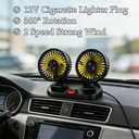 Premium 12V Dual Head Car Cooling Fan, 360 Rotatable, Quiet Powerful Automotive Fan with Cigarette Lighter Plug, Fast Heat Dissipation for Car, SUV, RV, Truck & All Vehicles