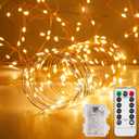 Battery Operated Outdoor String Lights with Remote & Timer, LED Warm White Fairy Lights, Waterproof Twinkle Lights for Bedroom, Dorm, Mason Jar, Wedding, Party, Christmas
