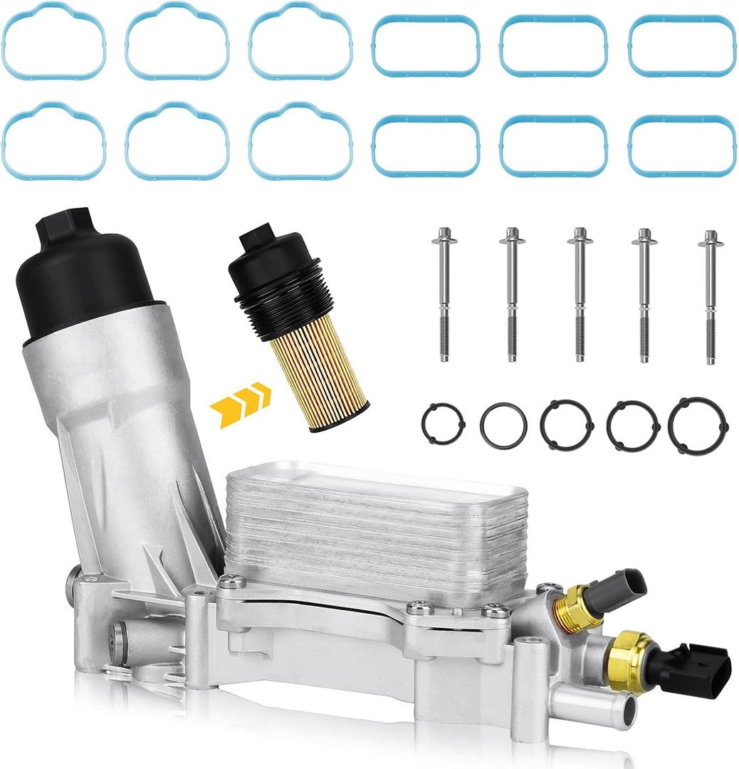 Youxmoto Fit 926-876 Aluminum 3.6L V6 Engine Oil Cooler Filter Housing, Fits For Chrysler 200 300, For Dodge Charger, For Jeep Grand Cherokee, Wrangler/For RAM 2011 2012 2013 2014 2015 2016 2017