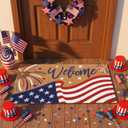 Jenaai Memorial Day Coir Doormat Outdoor Welcome Door Mat 16 x 29 Patriotic Independence Day Floor Mat Non Slip Heavy Duty for Front Door Porch Indoor Outdoor Decor