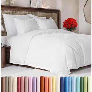 Duvet Cover Full Size Set - Extra Soft Full Size Duvet Cover 80 x 90 with 2 Pillow Shams - Hotel Luxury Quality Easy Care and Fade Free w/Zipper Closures & Ties - Comfy Breathable Bedding Set (White) (01 - White (No Comforter))