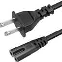 AC 2 Prong C8 Power Cord 5ft Standard 2-Slot for TV PS4 PS5 Speaker Monitor Xbox Wall Power Cable Replacement Black