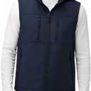 KVE Men's Windproof Breathable Sleeveless Vest Lightweight 4-Way Stretch Softshell Golf Vest with 6 Functional Pockets M