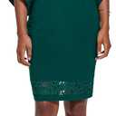 Jessica Howard Women's Lace Trim Knit Mini Dress Boat Neck Elbow Sleeve Desk to Dinner, Green, 14W