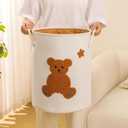 Kids Laundry Basket Nursery Hamper Baby Laundry Basket Stuffed Animal Toys Storage Baskets for Toddler Room Decor, Dirty Clothes Hampers with Drawstring Closure for Bedroom/Living Room/Nursery, Bear, 15.75"L x 15.75"W x 18.11"H