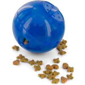 PetSafe Slimcat Slow Feeder Ball for Cats - Interactive Puzzle Game for Your Cat - Fill with Food and Treats - Great for Indoor Play for Kittens and Adult Cats, Portion Control and Fast Eaters (Blue)