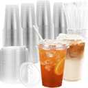 Goodluck 100 Pack 16 oz Clear Plastic Cups with Lids - Disposable Iced Coffee Cups with lids for Party Drinks Smoothies, Juices, and More - Straws Included, BPA Free & Food Safe