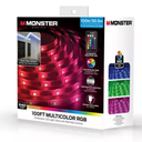 Monster 100' RGB LED Light Strip Indoor: 100ft Multicolor USB Powered Tape Lights, 540 LEDs, 4 Settings, CR2025 Battery