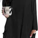 RITERA Plus Size Top for Women Long Sleeve Tunic Tops Winter Shirts Fall Casual T-shirts with Pockets Crewneck (Black,XL)