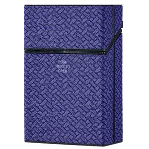 2 x Cigarette Case, Woven Pattern with Elastic Switch, Up to 20 Cigarettes for 85mm King Size (Blue)