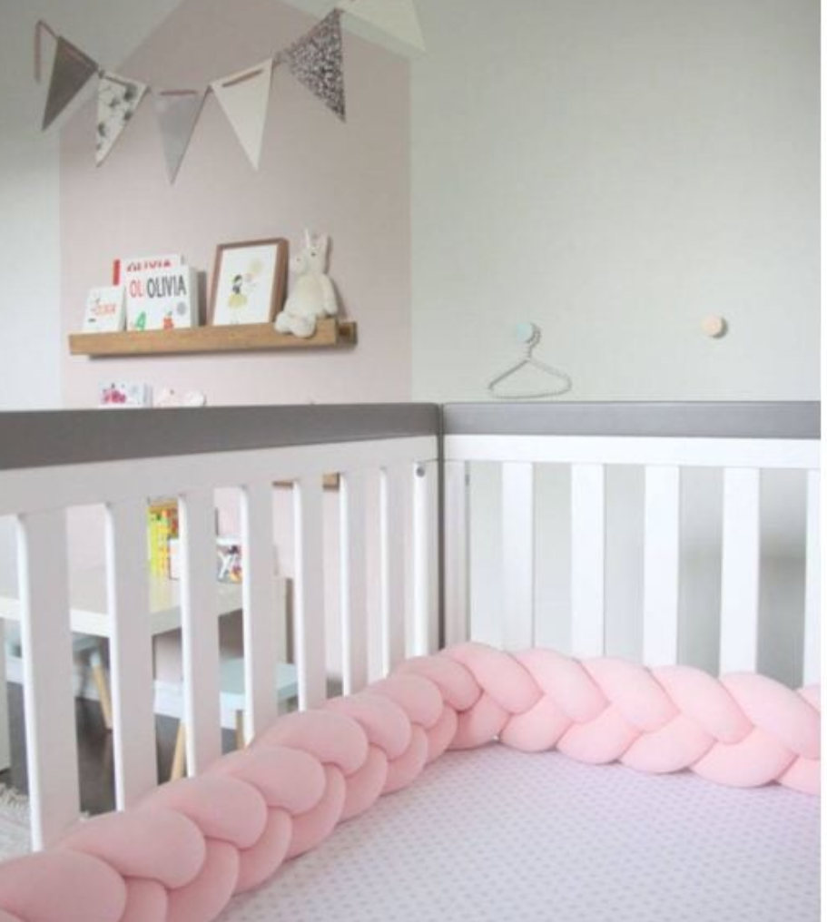 Fierceriver Pink Braided Crib Bumper, 90 x 5 Inches