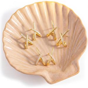 Jewelry Tray Trinket Dish Ceramic Shell Jewelry Holder Decorative Plate Bowl Organizing Rings Earrings Necklaces Keys Cute Small Jewelry Tray Gift for Women