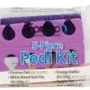 ForPro 5-Piece Pedi Kit, 100-Count, Individually-Packed Pedicure Set, Purple Pumice Pad, Wood Nail File 80/100 Grit, Mini Buffer 80/100 Grit, Wood Stick, Toe Separators
