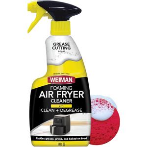 Weiman Foaming Air Fryer Cleaning Kit, Cleaner & Degreaser for Ceramic Baskets & Trays, Removes Grease, Grime, Oil & BakedOn Food, Includes NonAbrasive Sponge, FastActing, ResidueFree, 14 oz