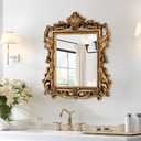 Gold Baroque Mirror - 26.3'' x 32.6'' Ornate Lightweight PU Frame, Vintage Decor Mirror for Living Room Fireplace Dining Room Entryway, Antique Mirrors with HD Reflection to Brighten & Expand Space