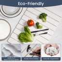 Meowoo Stone Drying Mat for Kitchen Counter, 15.7"x11.8" Foldable Diatomaceous Earth Mat, Super Absorbent, Quick-Dry Bath & Kitchen Pad for Dishes, Cups, Bottles, Non-Slip, Fits Any Countertop - White