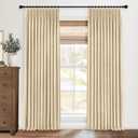 CAPALOCA Pinch Pleated Curtains Blackout, Linen Blackout Curtains 96 inches Long 2 Panels Set for Bedroom, Thermal Insulated Pinch Pleated Drapes for Living Room, 40"W x 96"L (Pack of 2), Khaki