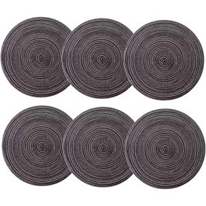 Round Placemats Set of 6 Round Braided Place mats 15 Inches Table Mats for Dining Tables Washable Heat Resistant Place mats for Party, Tabletop Accessories (Grey,6)