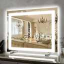 22x20 Inch Lighted Vanity Mirror, 3-Mode Touch Dimming LED Lighting, Large Makeup Mirror for Dressing Room, Tabletop or Wall-Mounted, White