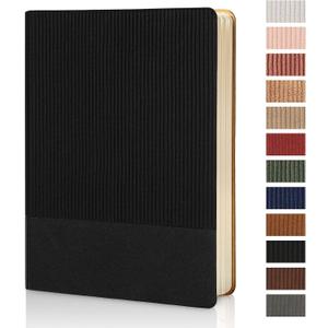 Lined Journal Notebook for Work College Ruled Note Book 5.79"x8.27" A5 PU Leather Daily Journaling 216 Pages for Women Men Writing Home School Supplies Business (Black) (07-Black-1pack)