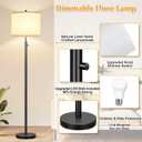 Nintiue 【Upgraded】 Dimmable Floor Lamp for Living Room, 11W LED Bulb Included, Modern Standing Lamp, Tall Pole Light with Linen Shade for Bedroom Reading Office Corner Nursery-Black