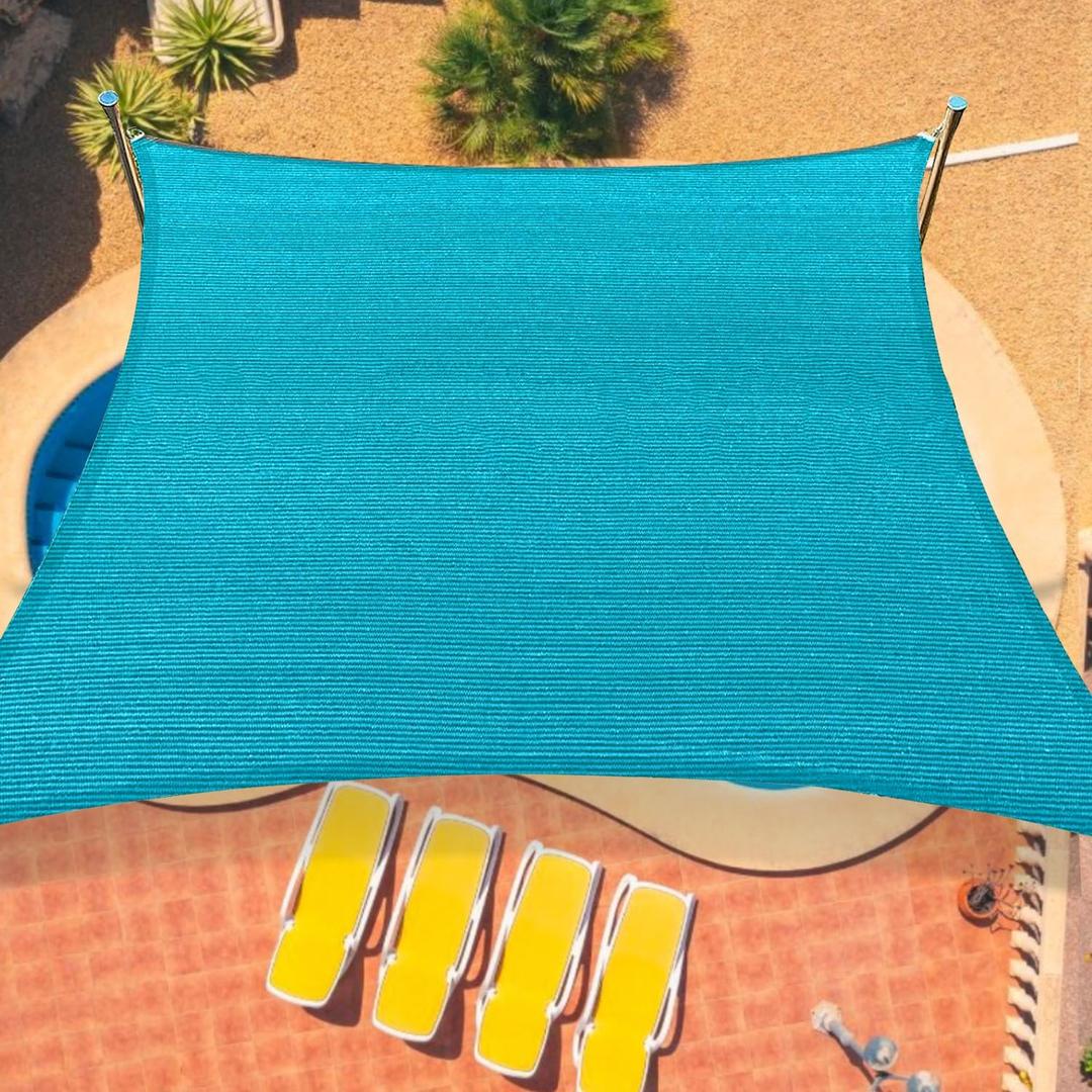 12'x16' Sun Shade Sail Curved Commercial Outdoor Shade Cover Turquoise Rectangle Heavy Duty Permeable 185GSM Outdoor Shades for Patio Garden Sandbox, 12' x 16' Standard