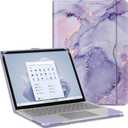 Fintie Sleeve Case for 13.8 Inch Microsoft Surface Laptop 7 (Model: 2036), 13.5 Inch Surface Laptop 6/5/4/3/2 (Model: 1951/1868/1958/1950/1867/1769) - Folio Book Cover with Large Pocket, Lilac Marble