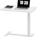 Sweetcrispy Overbed Bedside Table with Wheels, Adjustable Hospital & Home Use Bed Table, Rolling Laptop Table, Mobile Standing Desk, White