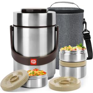 Thermo for Hot Food & Soup 67 Oz, 3-Layer Sealed Stackable Insulated Food Container with Lunch Bag, Ideal for Daily Office Meals, School Lunches and Outdoor Dining