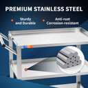 Treshin 3 Tier Stainless Steel Utility Cart, 16.73" W x 27.76" L x 31.61" H