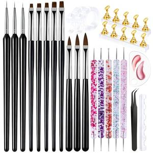 Artdone Nail Dotting Tools Art Brushes Kit With Nail Stand Gel Polish Liner Brushes Design Pen For Nail Drawing And Nail Paint Small Detail