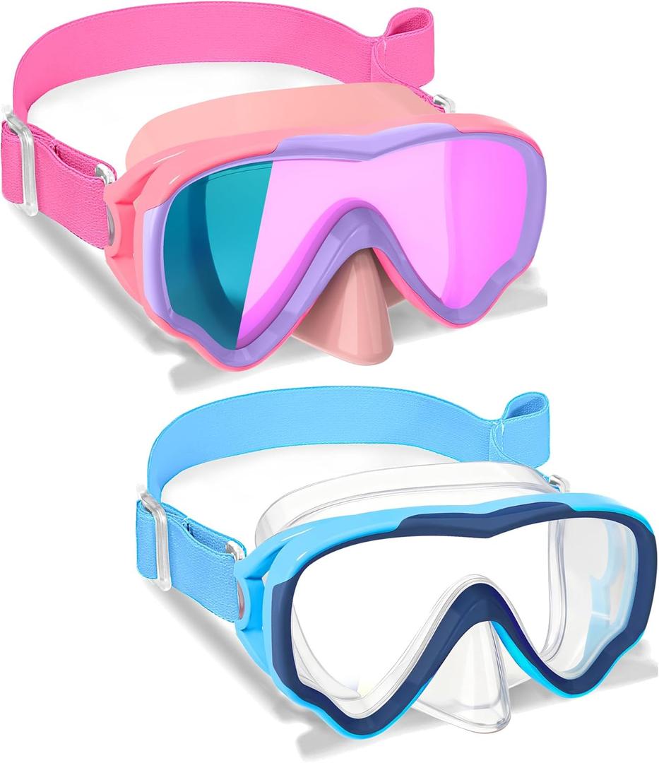 Kids Swim Goggles with Fabric Strap for Kids 3-15, Leak Proof Swimming Goggles Nose Cover 180 Clear View