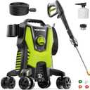 Yeryork Pressure Washer, 3500 PSI Power Washer with 4 Lockable Wheels, Steel Wand, 4 Quick Connect Nozzles, 500ml Foam Cannon, High Pressure Washer for Decks/Driveways/Cars Cleaning