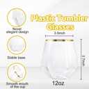 LUODA Gold Diamond Shaped Plastic Stemless Wine Glasses Set of 24, Disposable 12 Oz Gold Plastic Whiskey Glasses for Birthday, Housewarming and Weddings