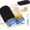 Lulonpon Sprouting Kit, 2 Sprouting Jar Kits, Wide Mouth Quart Mason Jars with Stainless Steel Screen Sprout Lids,1000ml Sprouts Growing Kit, Seed Sprouter Set for Growing Broccoli, Bean, Alfalfa (Blue)