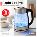 Mueller RapidBoil Electric Kettle 1.8L – Borosilicate Glass & Stainless Steel – BPA-Free Tea Kettle, LED Light, Auto Shut-Off, Boil Dry Protection Water Heater – Fast Heating, Kitchen Essentials