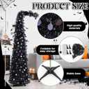 Leyndo 5 ft Black Curved Top Halloween Tree Artificial Crooked Neck Hinged Spruce Tree Lightweight Collapsible for Indoor Outdoor, Christmas Halloween Holiday Party Decoration
