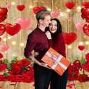 YYNXSY Rustic Wood Valentine's Day Backdrop Brown Wood Light Bulbs Red Love Hearts Galentine's Day Photography Background Wedding Decorations Happy Valentine's Day Photobooth 8X6FT YY-5015