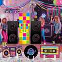 6 Pcs 80s 90s Large Stand Party Decorations Set with Sturdy Bases Big Yard Sign for Themed Party Baby Shower, Photo Booth Props Indoor Outdoor