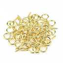 HELIFOUNER 100 Pieces 5# Screw Eyes, Screw in Eye Hooks, Metal Screw Eye Pins Hooks, Brass Plated Steel Screw Eyes, Gold