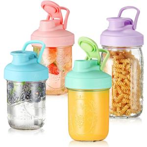 Aieve Mason Jar Lids, 4 Pack Wide Mouth Mason Jar Pour Spout Lid, Canning Lids with Flip Top Lid, Leak-Proof