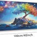 GAFSING Rainbow Colors Tree Wall Art for Living Room Office Fantasy Art Cosmic Ocean Surreal Landscape Tree of life Painting Prints Magical Canvas Artwork Dining Bedroom Decor, 40"L x 20"W