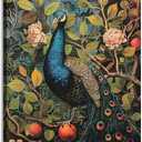 Morris William Peacock Canvas Wall Art Decor, Morris William Animal Painting Poster, Peacock Pictures for Wall Living Room Bedroom Home Decoration 12*18 in (Stretched Canvas on A Wooden Frame)