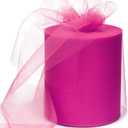 6" x 200 Yards Fuchsia Tulle Fabric Rolls, Hot Pink Spool Tulle Ribbon for DIY Tutu Skirt Wedding Decoration Baby Shower Birthday Party Backdrop Gift Wrapping Bow Craft Supplies