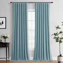 Hokibero 100% Blackout Curtains Faux Linen Textured 90 Inches Long for Bedroom Living Nursery Boys Room Darkening Thermal Insulating Black Out Curtains for Patio Door Summer Winter Heat Blocking Blue, Size: 52"W x 90"L (Pack of 2)