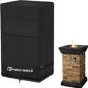 Porch Shield Fade Resistant Square Patio Fire Column Cover 21 inch Waterproof Outdoor Tall Fire Pit Cover
