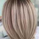RENERSHOW Layered Pixie Bob Wig with Bangs Straight Hair Wigs for White Women Rose Blonde 12inch Synthetic Ombre Bob Natural Looking Daily Party Wig