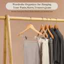 Wooden Hangers with Clips 12 Pack Wooden Pants Hangers,Skirt Hangers with Adjustable Clips,Hangers for Pants,Jeans,Slacks,Shorts（Natural）