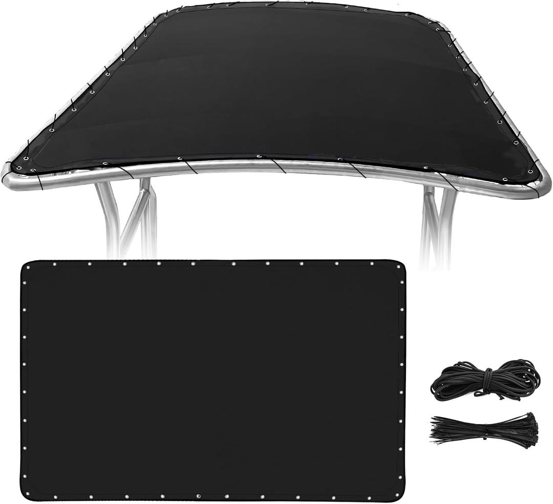 Yimisting 1200D T Top Canvas Replacement, Heavy Duty Waterproof Boat t top Canvas Replacement for Center Console Boat Cover T-Top with Storage Bag,Signal Black 82" x 58"